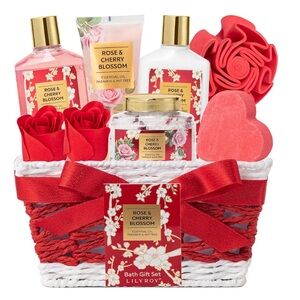 Lily Rose 9 Pcs Rose Bath and Body Gift Basket
